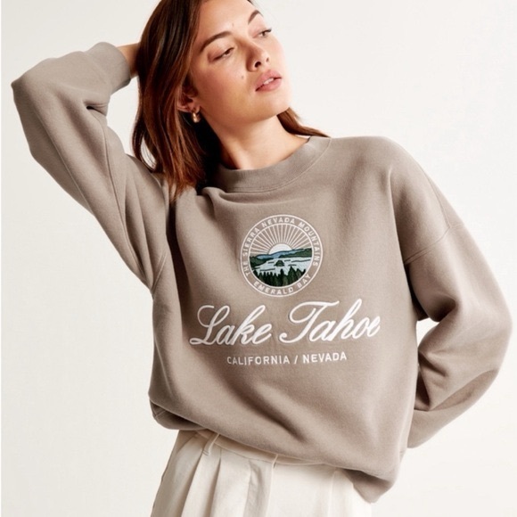 Abercrombie & Fitch Tops - Abercrombie & Fitch Tan Crew Neck Sweatshirt